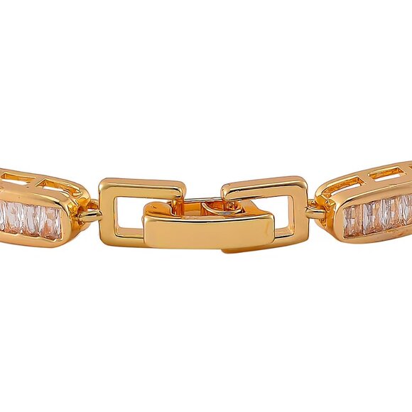 Simulated Diamond Bracelet in Goldtone (7.75 In) - Picture 3 of 5